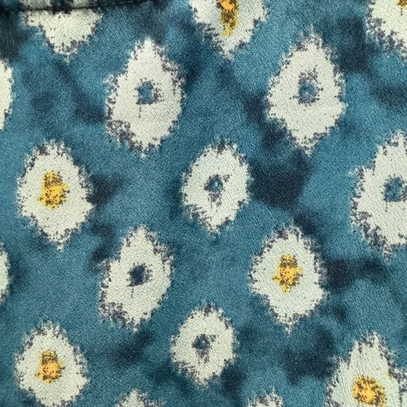 Lane Bryant 18/20 Teal Ikat Print Blouse | Flowy Short Sleeve Plus Size Top - Picture 4 of 7